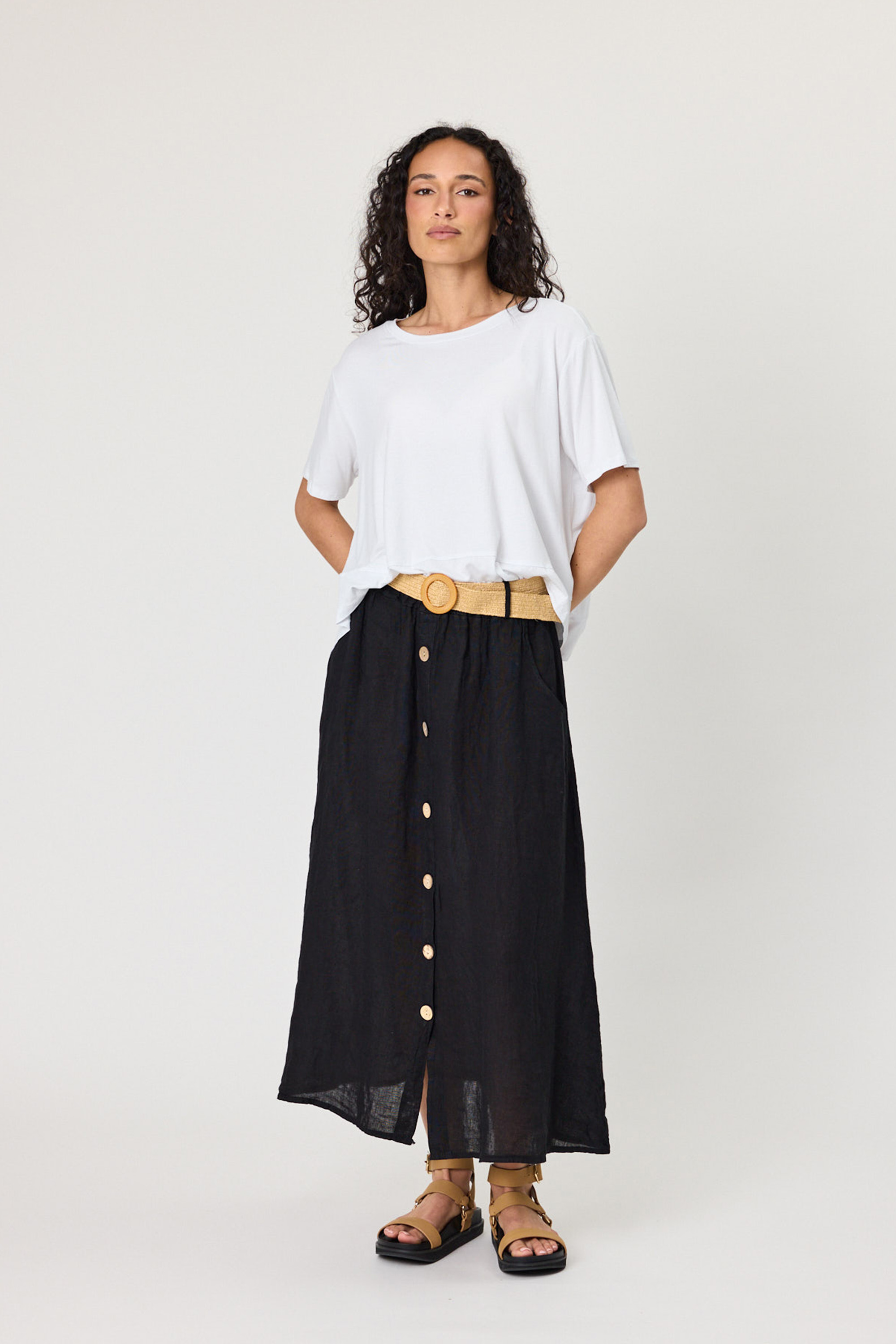 Classic Linen Collection (NEW) Skirt with Buttons