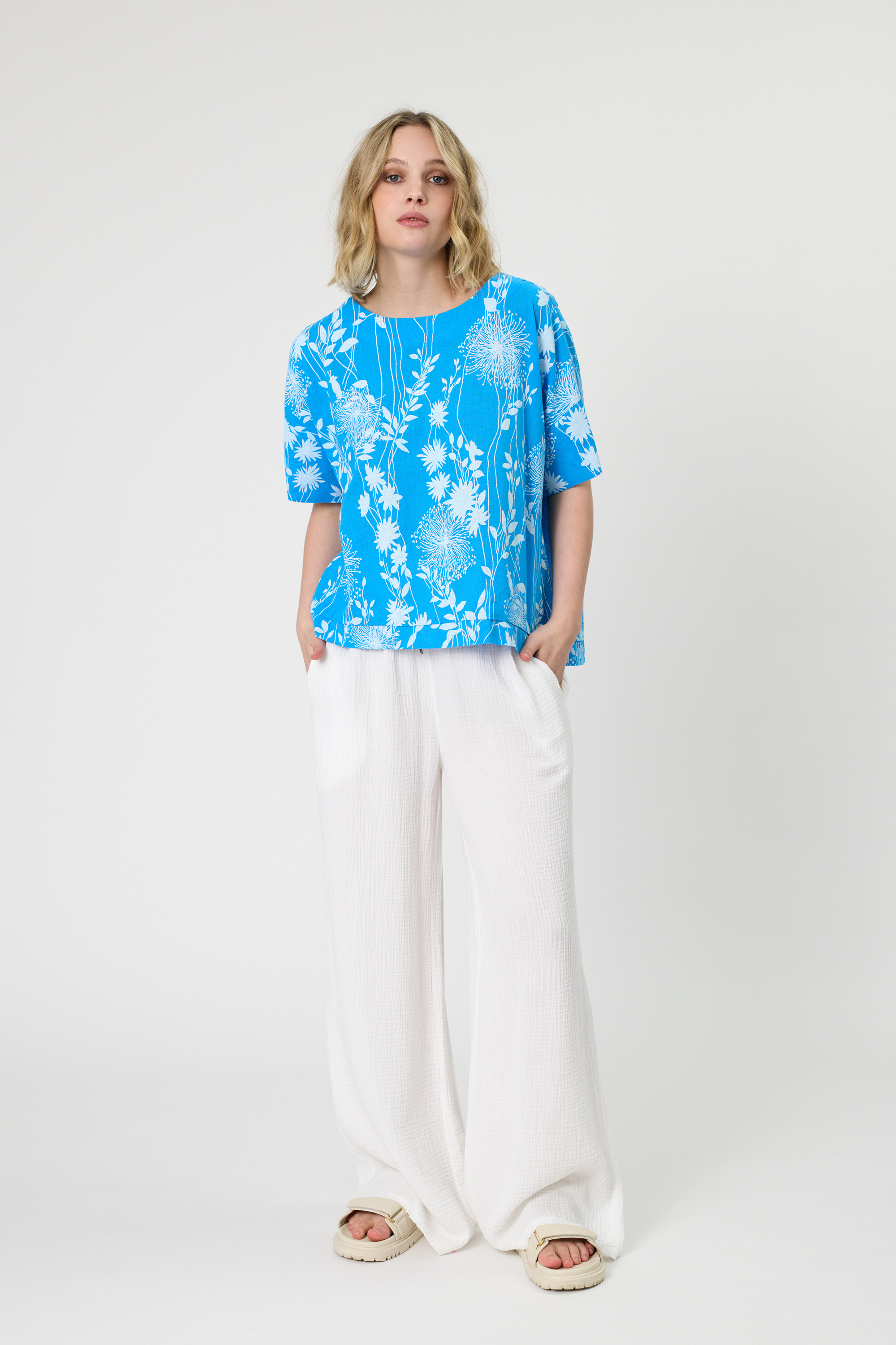 Sophie Linen Top - Navy Stripes main image 0